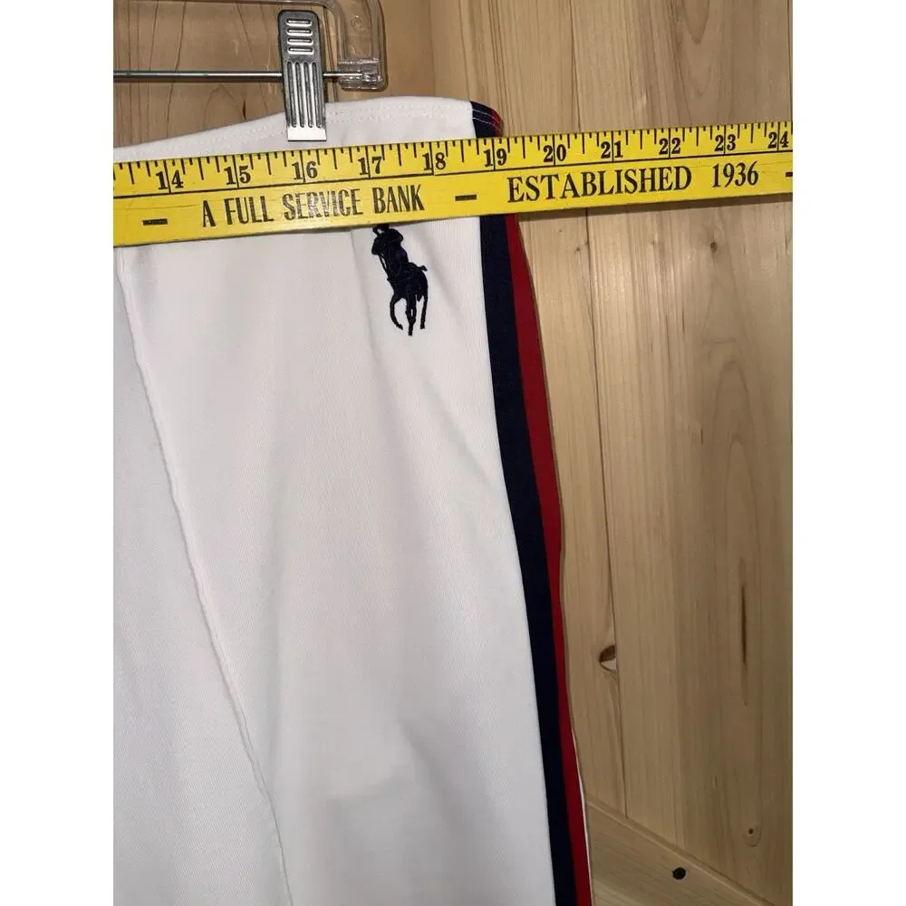 Polo Ralph Lauren White Red Navy Side Stripe Pique Track Pant Joggers USA Sz XL